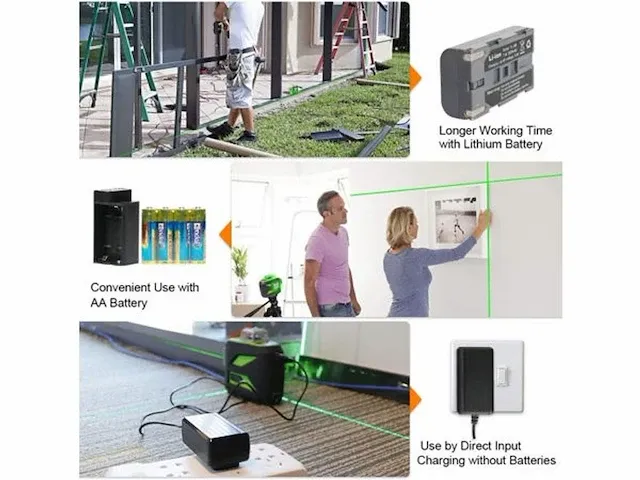 Huepar 603cg 3 x 360 groene kruis laser niveau - afbeelding 4 van  5