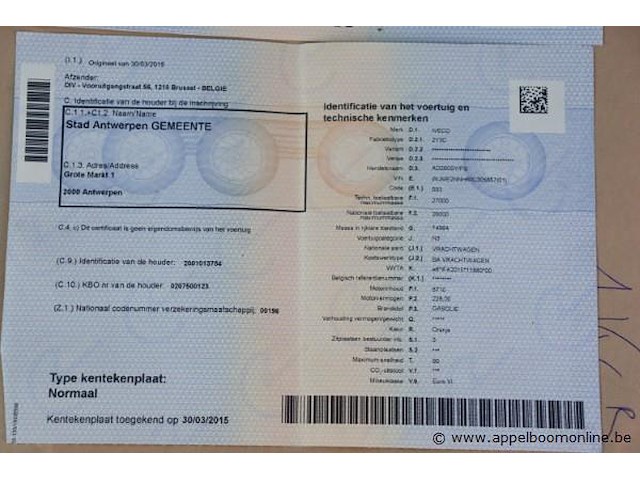 Huisvuilvrachtwagen iveco ad260sy, datum 1ste inschrijving 30/3/2015, chassisnummer wjme2nnh60c305657, km-stand keuring op 2/25 87.748, euro vi, diesel, kenteken + gelijkvormigheidsattest - afbeelding 8 van  20