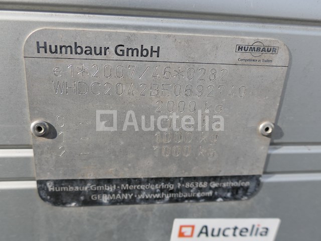 Humbaur ha ta g a15 dubbelassige aanhangwagen met vaste zijde (vin:whdc2042be0692740) - afbeelding 6 van  22