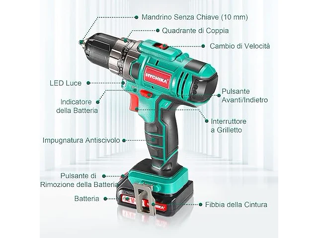 Hychika 12v accuschroevendraaier met batterijen - afbeelding 3 van  10