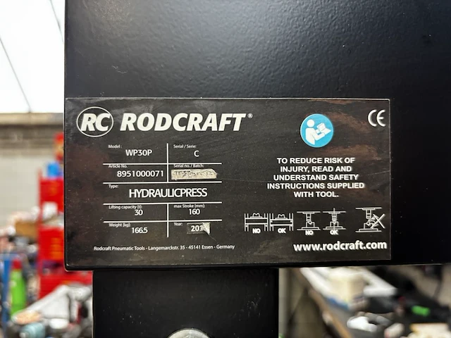 Hydraulische pers rodcraft wp30p - afbeelding 10 van  10