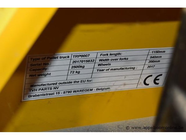 Hydraulische transpallet cap 2500kg - afbeelding 2 van  2