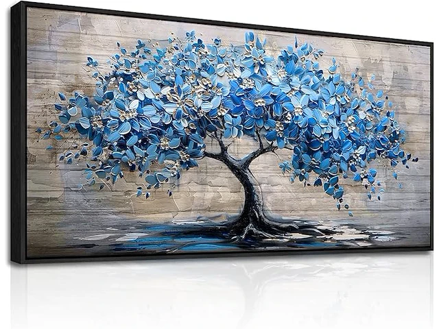 Hyidecorart canvas "blauwe bloemenboom des levens" - afbeelding 1 van  3