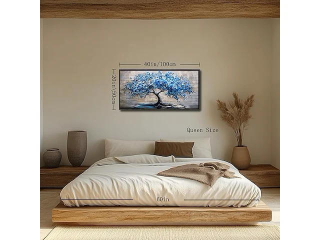 Hyidecorart canvas "blauwe bloemenboom des levens" - afbeelding 2 van  3