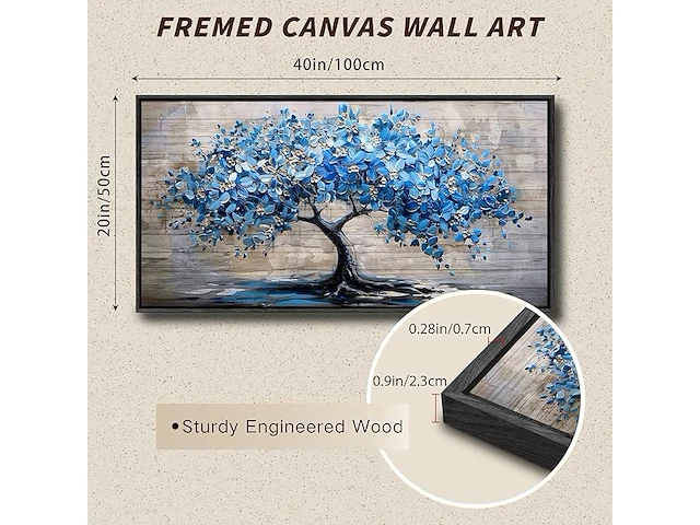 Hyidecorart canvas "blauwe bloemenboom des levens" - afbeelding 3 van  3