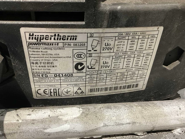 Hypertherm powermax 65 plasmasnijmachine - afbeelding 6 van  6