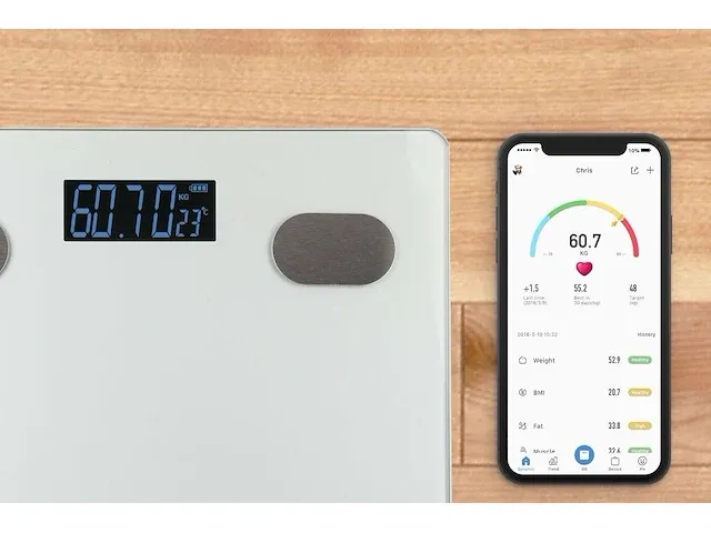 Hyundai - digitale personenweegschaal met bluetooth en lichaamsanalyse - zilver - afbeelding 5 van  6