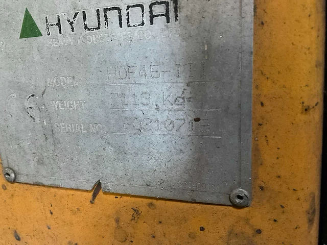 Hyundai hdf 45iii vorkheftruck - afbeelding 2 van  10