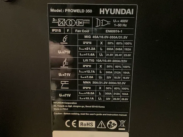 Hyundai proweld 350 lasapparaat - afbeelding 2 van  13
