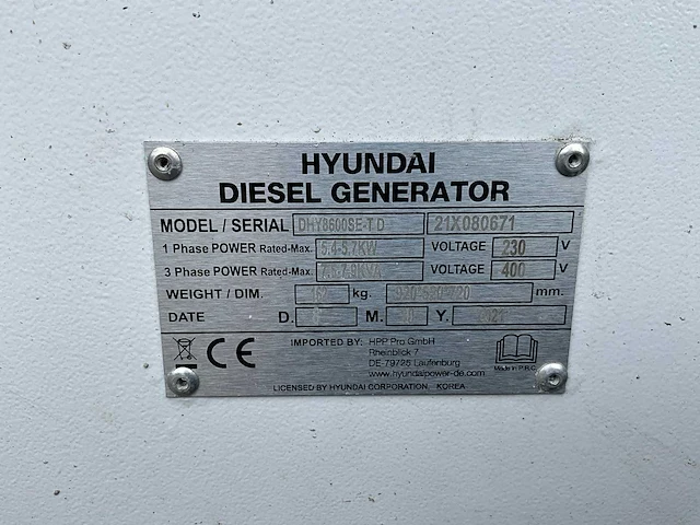 Hyundai stroomgenerator - afbeelding 2 van  9
