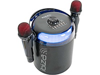 Ibiza karahome draagbare karaoke speler met 2 microfoons zwart - afbeelding 2 van  6