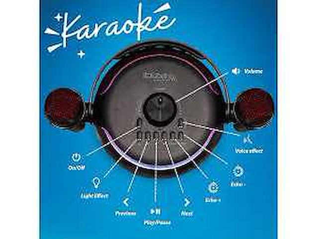 Ibiza karahome draagbare karaoke speler met 2 microfoons zwart - afbeelding 4 van  6