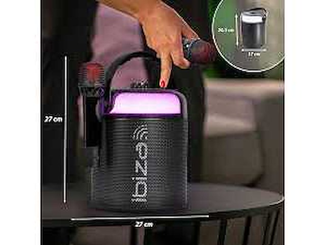 Ibiza karahome draagbare karaoke speler met 2 microfoons zwart - afbeelding 5 van  6