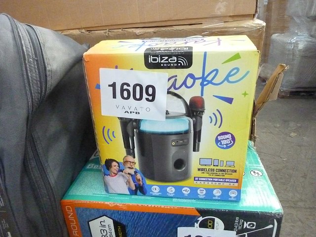 Ibiza karahome draagbare karaoke speler met 2 microfoons zwart - afbeelding 6 van  6