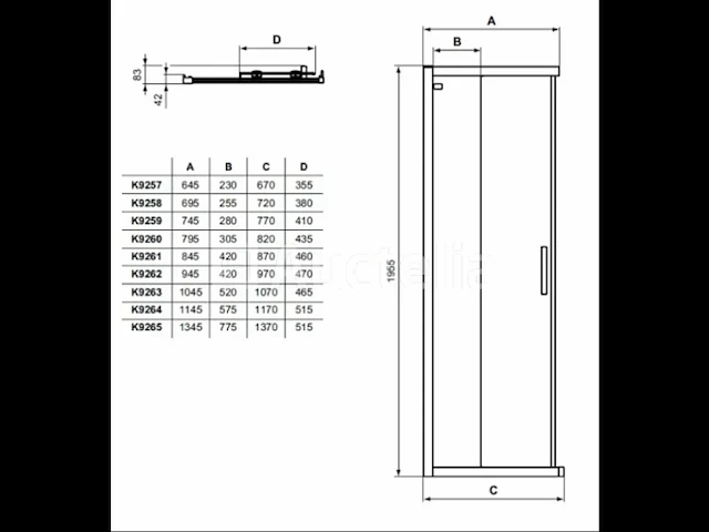 Ideal standard connect 2 - schuifdeur, 2-delig, 90 cm, silver bright/helder glas k9261eo (nr. 15-15) - afbeelding 1 van  3