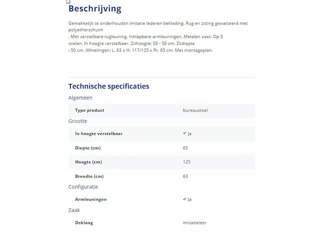 Imitatie lederen bureaustoel - afbeelding 7 van  7