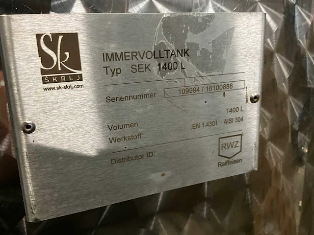 Immervoll vloeistoftank sk iv 1400l + bijhoorde onderdelen - afbeelding 4 van  4