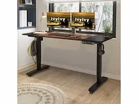 In hoogte verstelbaar bureau (zwart + bruin, 60 x 140 cm) - afbeelding 1 van  8