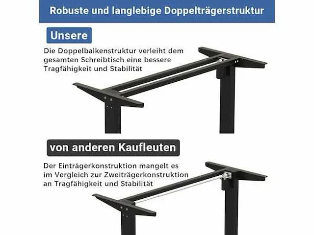 In hoogte verstelbaar bureau (zwart + bruin, 60 x 140 cm) - afbeelding 5 van  8