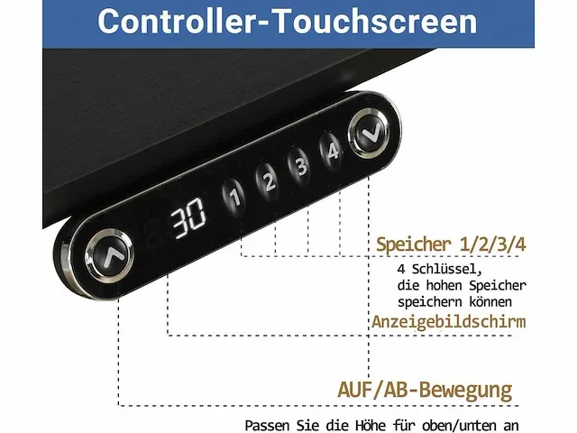 In hoogte verstelbaar bureau (zwart + bruin, 60 x 140 cm) - afbeelding 6 van  8