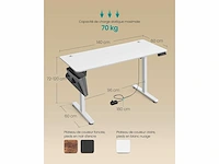 In hoogte verstelbaar elektrisch bureau, 140 x 60 cm - afbeelding 3 van  7
