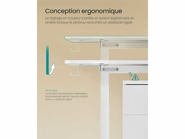 In hoogte verstelbaar elektrisch bureau, 140 x 60 cm - afbeelding 6 van  7