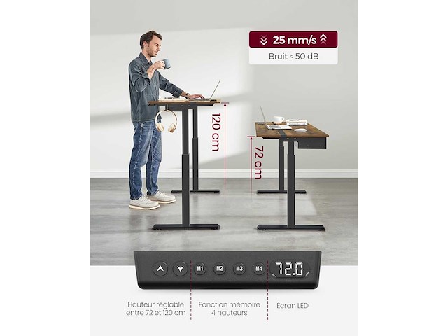 In hoogte verstelbaar elektrisch bureau - afbeelding 3 van  5