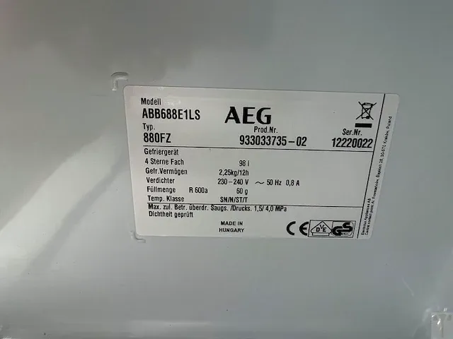 Inbouw diepvries aeg - afbeelding 3 van  4