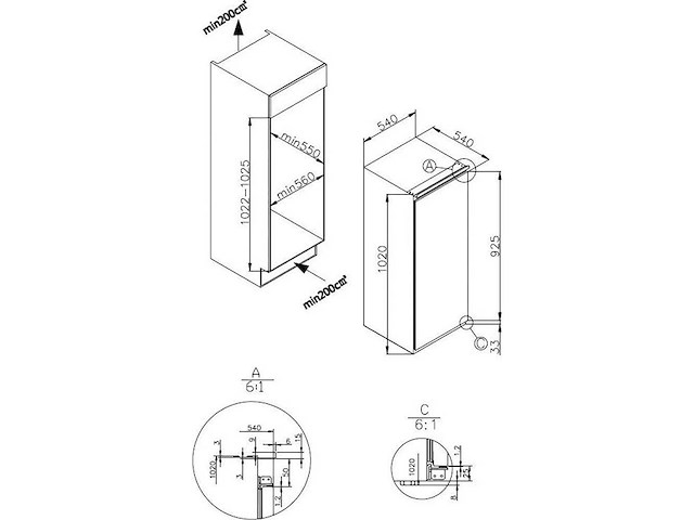 Inbouw koelkast vkss 351 215 - afbeelding 2 van  10