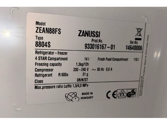 Inbouw koelkast zanussi - afbeelding 6 van  7