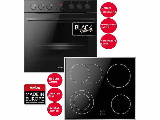 Inbouw oven + kookplaat - amica ehcx 933 130 s - afbeelding 4 van  7