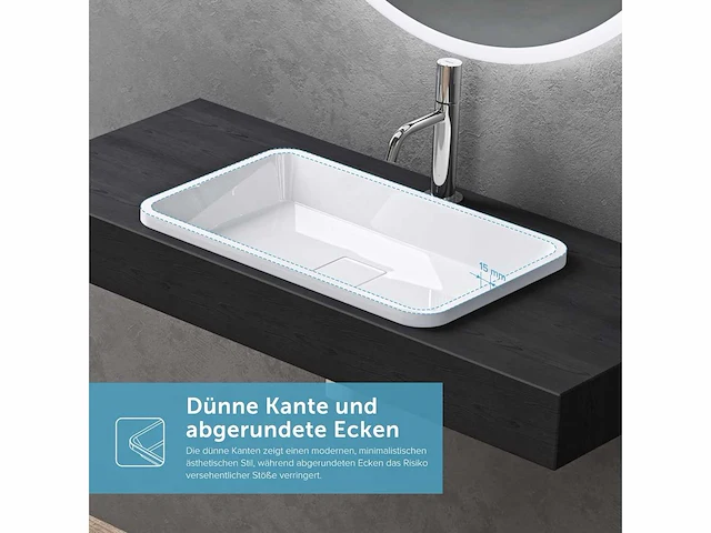 Inbouw wastafel wit - 60 x 38 x 12cm - afbeelding 7 van  8