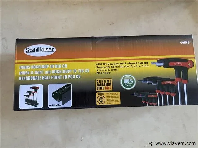 Inbus kogelkop 10 delig met rekje - afbeelding 1 van  4