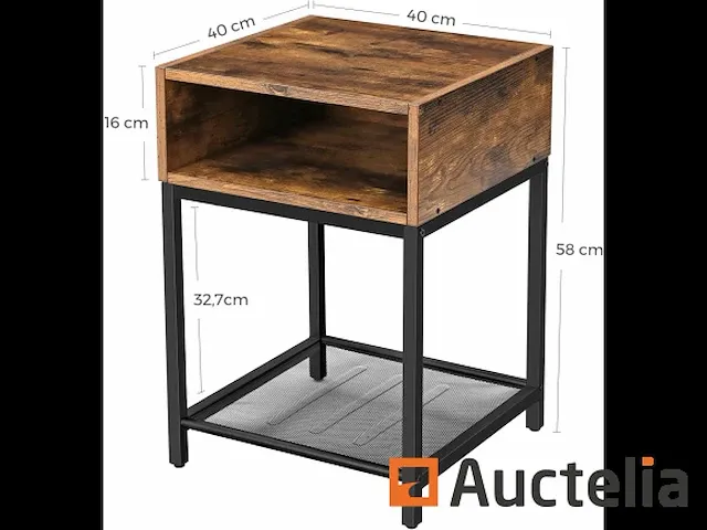 Industrieel nachtkastje tafel 40 x 40 x 58 cm - afbeelding 1 van  4