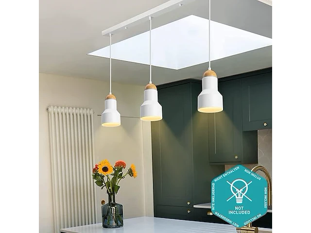 Industrieel vintage hanglamp 3 punten wit - afbeelding 2 van  3