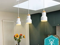 Industrieel vintage hanglamp 3 punten wit - afbeelding 2 van  3