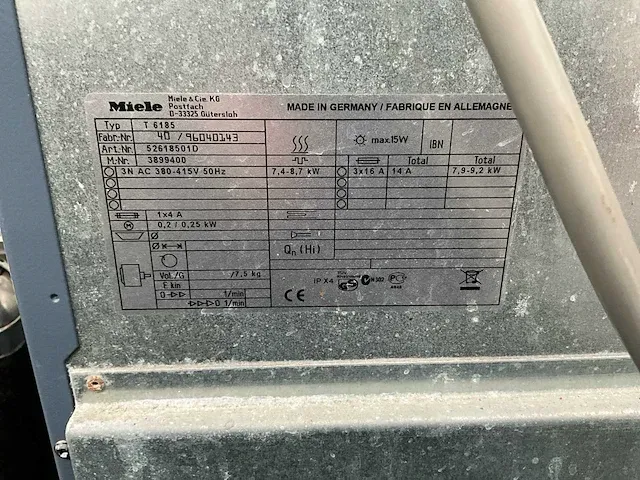 Industriële droogkast miele t6185 - afbeelding 6 van  6