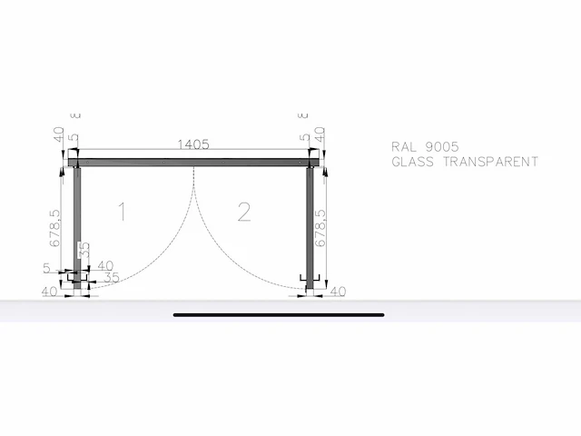Industriële dubbele stalen deur kathedraalglas (ral 9005) - afbeelding 8 van  8