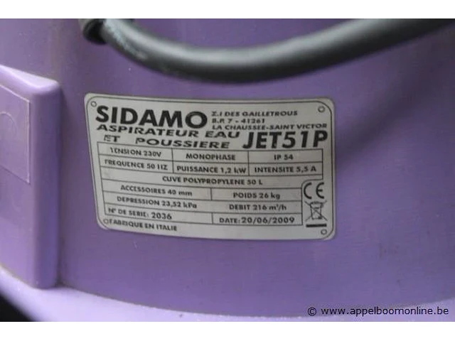Industriële tonstofzuiger sidamo, type jet51p - afbeelding 2 van  2