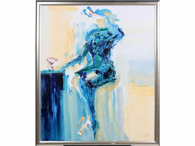 Ineke ten kaate - une française bleue - acryl op doek - afbeelding 2 van  8