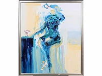 Ineke ten kaate - une française bleue - acryl op doek - afbeelding 2 van  8