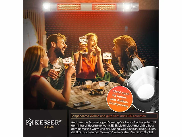 Infrarood heater / infrarood straalkachel 3000w ir gastro bar incl. led terrasverwarmer - afbeelding 6 van  10