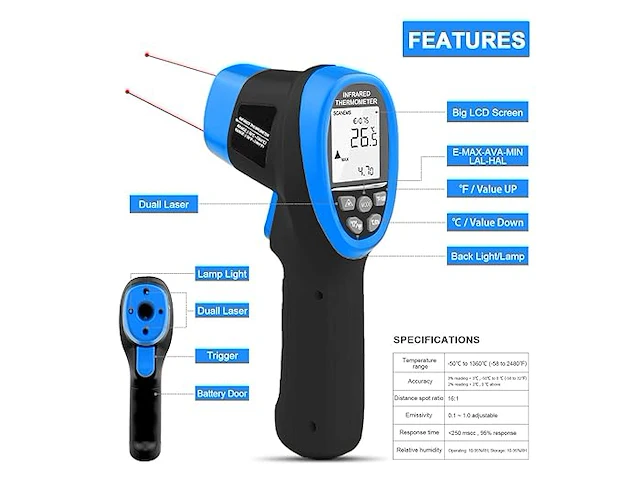 Infrarood thermometer industrie 0-850 - afbeelding 2 van  3