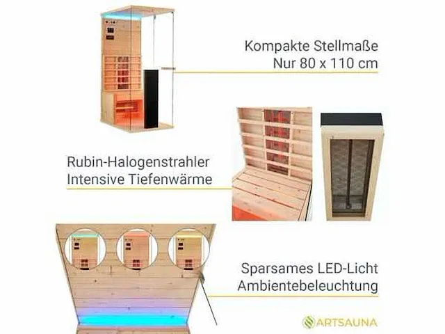 Infraroodcabine met full-spectrum verwarming - afbeelding 5 van  10