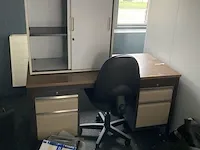 Inhoud van de ruimte waaronder bureau en 2 kasten