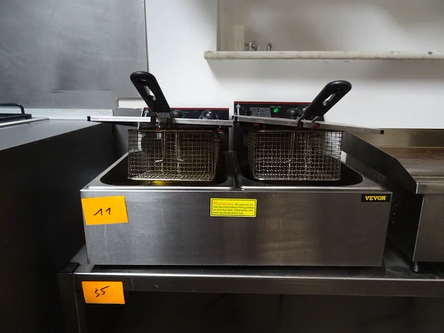 Inox elektrische dubbele friteuse vevor - afbeelding 1 van  4