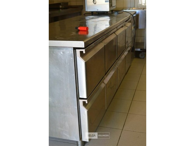 Inox frigo met werktafel 8 lades diamond gold line 220v - afbeelding 2 van  4