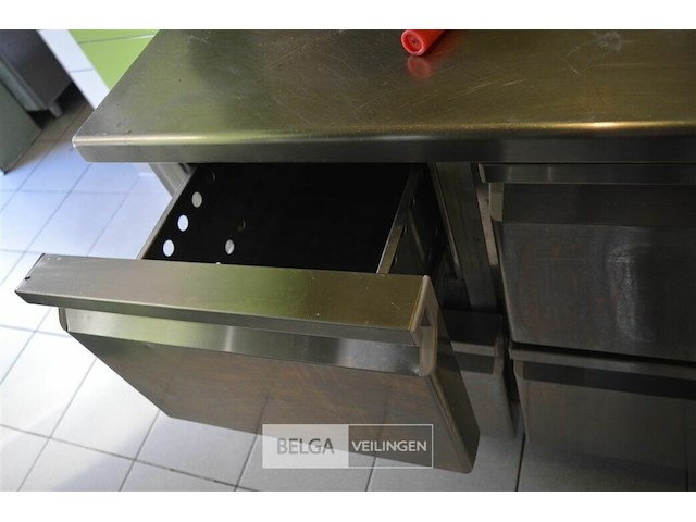 Inox frigo met werktafel 8 lades diamond gold line 220v - afbeelding 4 van  4