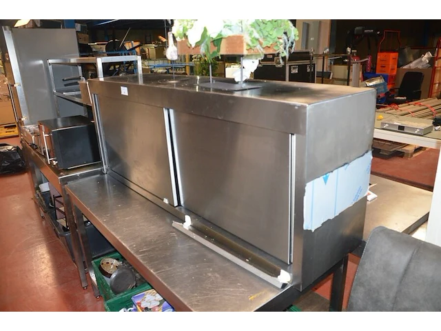 Inox hangkast met 2 schuifdeuren 160x40x60 (34) - afbeelding 2 van  4