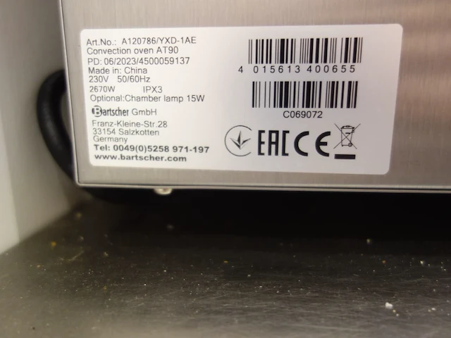 Inox oven bartscher - afbeelding 2 van  3